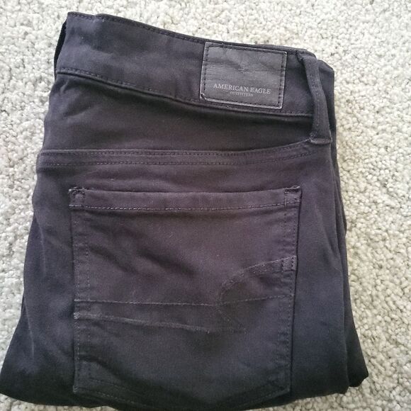 American Eagle Size 2 Jegging Super Stretch‎ X Jeans Medium Black Distressed - Picture 11 of 11